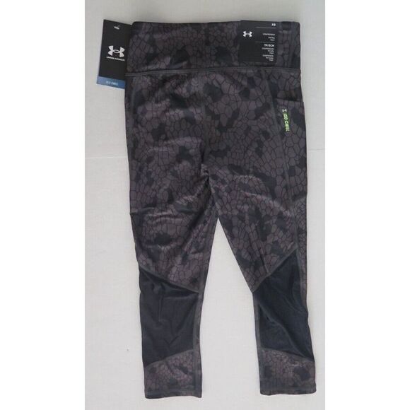 Under Armour 1368131 Womens Sz XS Black/High Vis-Yellow UA IsoChill 3/4 Leggings - Picture 2 of 4